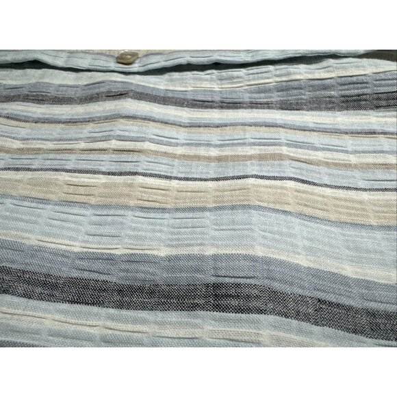 Relativity Shirt Womens Petite PM Blue Striped Pearl Button Up Stretch‎ Y2K NEW - Picture 2 of 8